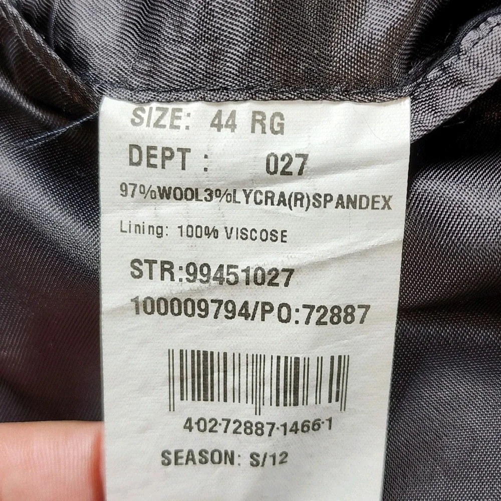 Brooks Brothers 346 Suit Jacket Men's 44R Gray Wool Blend‎ Stretch Career Office